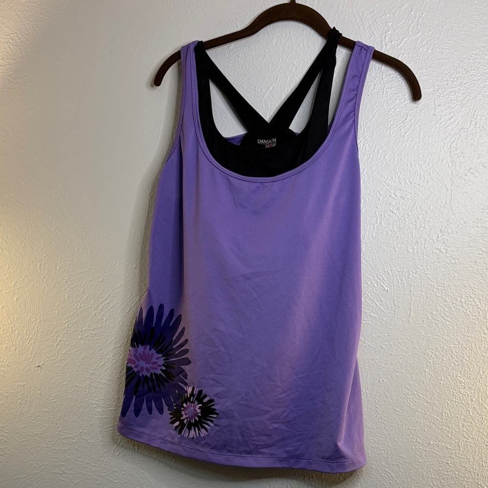 Danskin Purple Floral Tank Top XXL